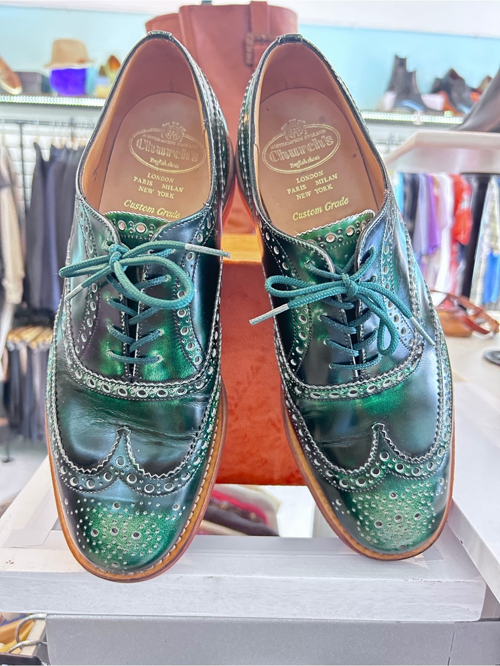 Church's Emerald Green Patina Leather Brogues